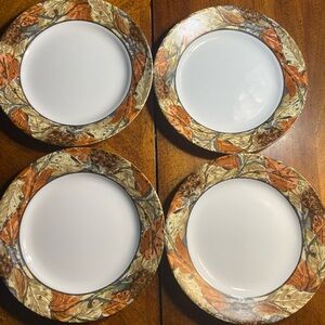 4 Corelle Woodland Leaves 8.5” Plates